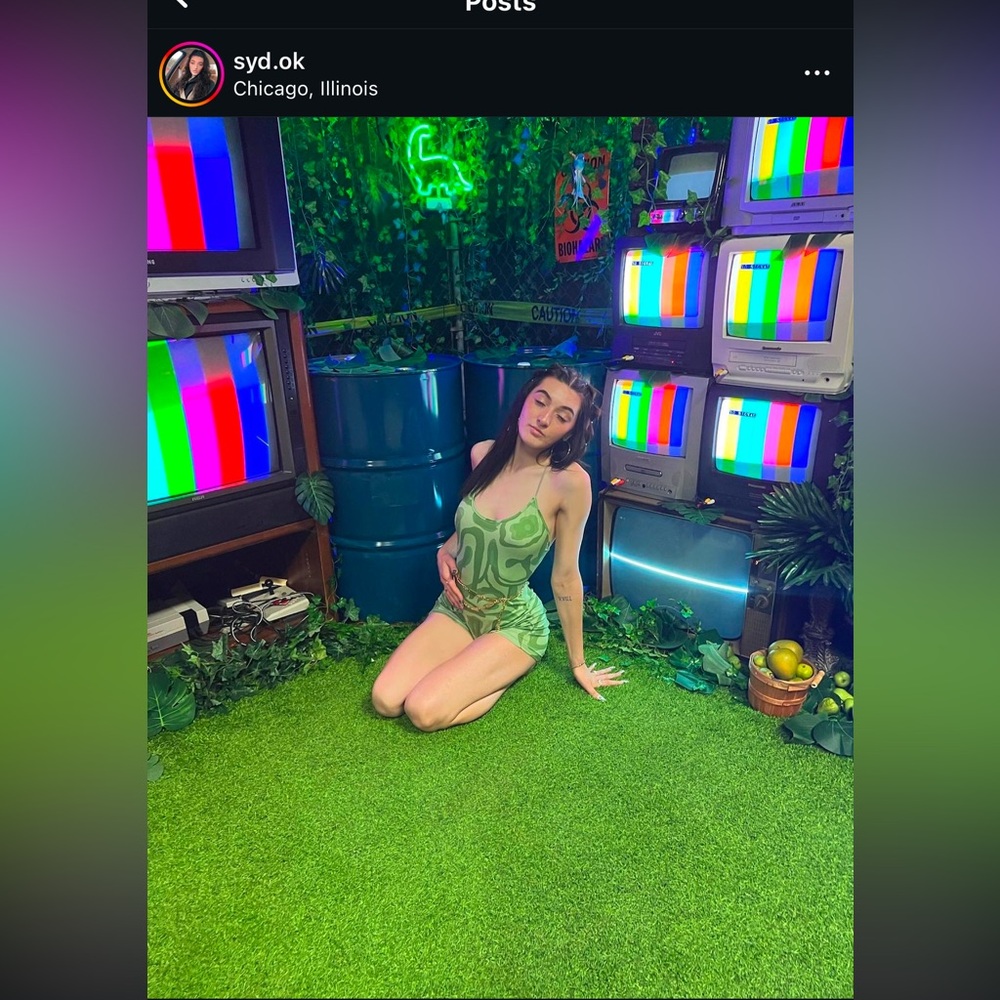 funky green romper